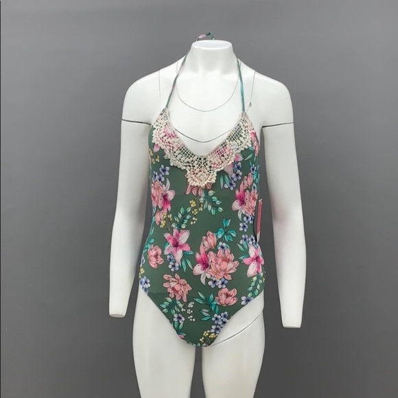 4/$25 Floral V-Neck Low Back One Piece Swimsuit - Picture 3 of 8